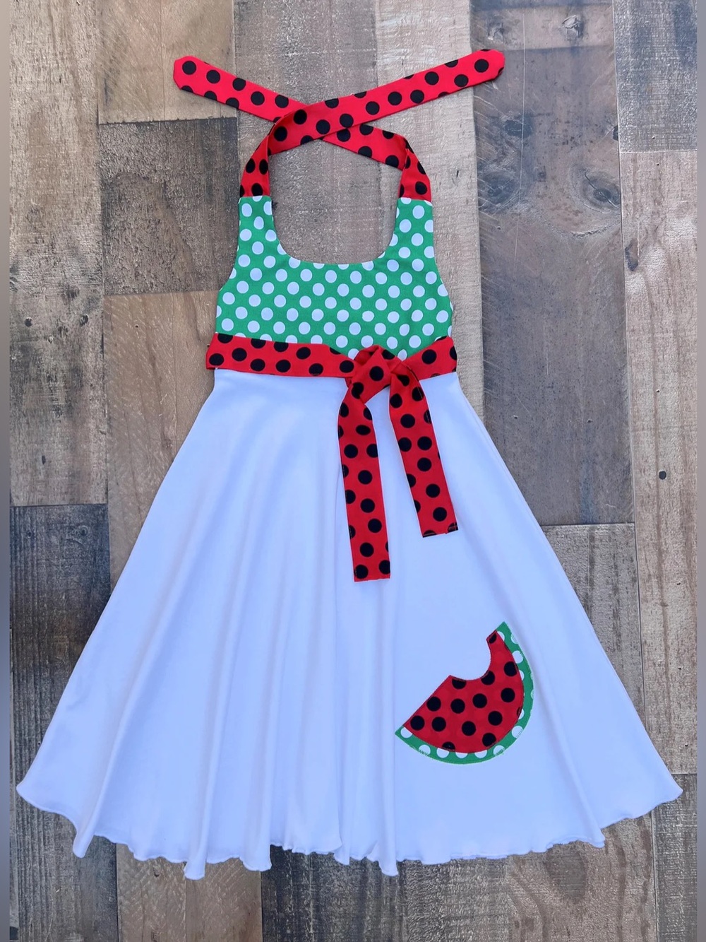 Watermelon Halter Style Girl Twirl Dress